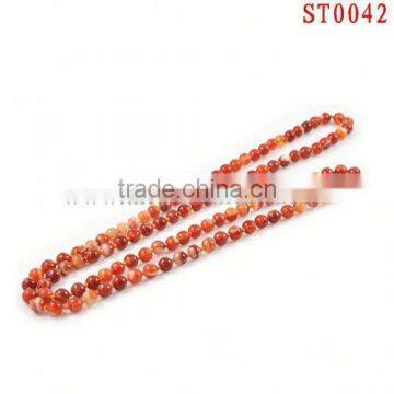 ST0042 2013 New design for lover gift red line agate natural stone necklace