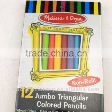 7"12 jumbo colored triangular wooden pencils set