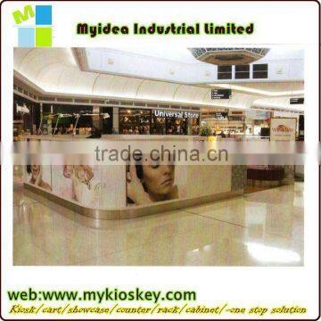 Guangzhou factory manufacture, eyebrow kiosk design, cosmetic shop wood furniture display