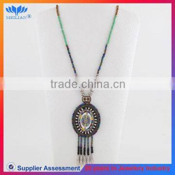 2015 Fashion hand woven colorful seed beads chain pendant necklace with tassel