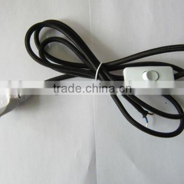 Braided power cord with plug and switch