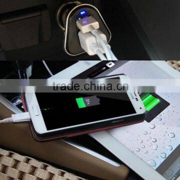 Fashional design 3 USB Car chargers with round box 3 in 1 cable