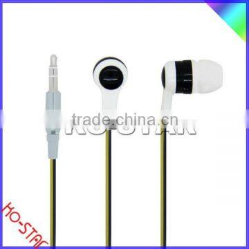 Smartphone Double Color Flat Cable Earphone with Answer Button and Mic Plastic Housing and Volume Control Optional