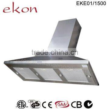 SAA CB GS CE Approved 2000m3/hr Twin Motors 150cm Stainless Steel Commercial Range Hood