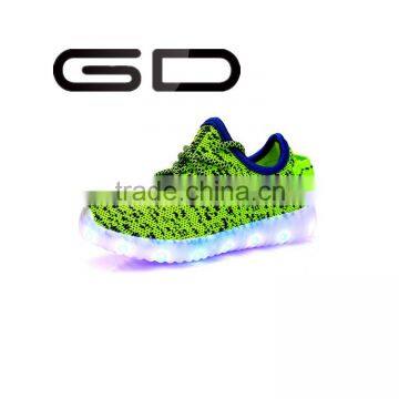 Hot sale new design dark shiny young children choice, concise lace LED sneakers