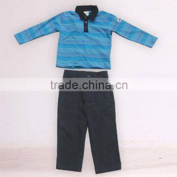 Long sleeve Yarn dyed T-short and Denim pants OEM/ODM top brand boys clothing