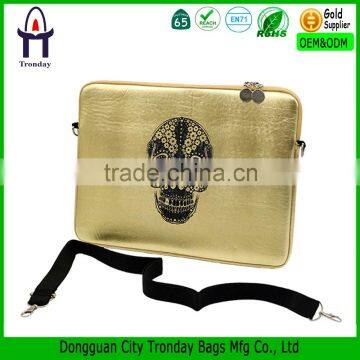 Customized size pu leather laptop sleeve case bag shoulder briefcase