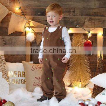 Boys Infant or Toddler Fall Brown Corduroy Longall Jon Jon Overall Appliqued