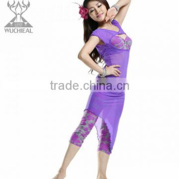 Milk Silk and Mesh Fabric Belly Dance Practice Costumes , Professional Belly Dance Costume , Oriental Belly Dance Costume