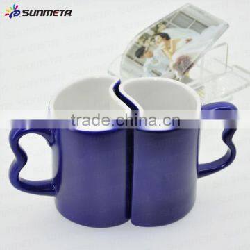 11oz blue magic color change sublimation blank couple mug