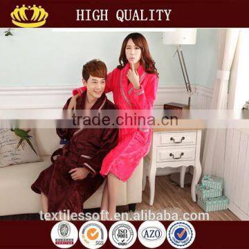 wholesale warm coral fleece couples terry bathrobe