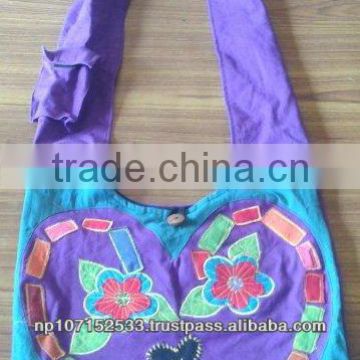 SHB134 cotton hobo bag with a big love sign patch and some flowers inside it which worth $3.00