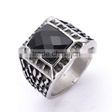 Thailand silver stainless steel men black single stone ring designs                        
                                                                                Supplier's Choice