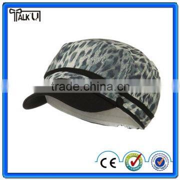 Leopard print design 100% cotton military cap with closed fit /fashion cap