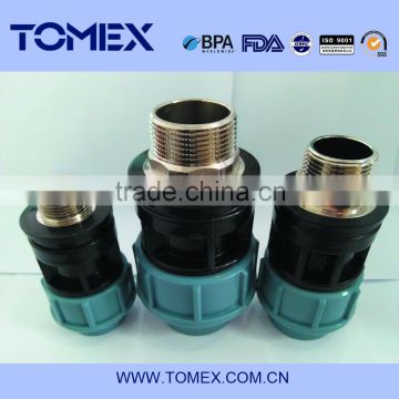 Plastic material pp pipe fitting with brass thread