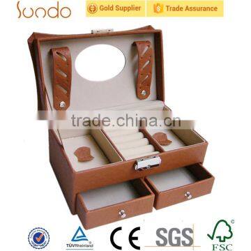 custom large make up pu leahter cosmetic box