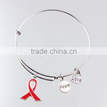 Fashion Expandable Wire Bangle Bracelet Enamel Ribbon Charm Bangle Bracelet