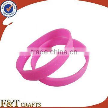 wholesale charm glitter powder customize soft silicon/PVC/rubber bracelet