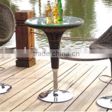 matal base Outdoor PE rattan bar chair & table adjustable high