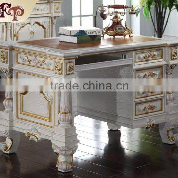 Factory Direct Sales Europe Royal Luxury Study Chairs Tables Wooden Furniture Home Study Desk