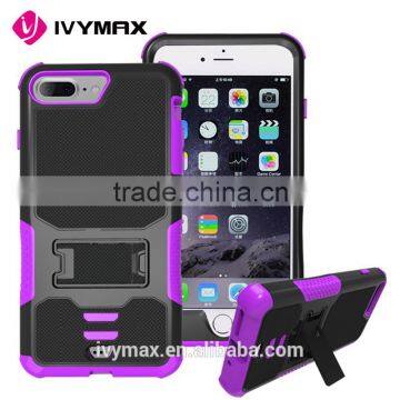 IVYMAX hot sell shockproof pc and silicone material hard shell kickstand armor combo case for apple iphone 7 plus