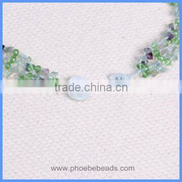 Wholesale Handmade Multi-layer Crystal Bead Fluorite Gemstone Chips Pearl Shell Flower Tassels Long Necklaces GN-DQ048 photo-5