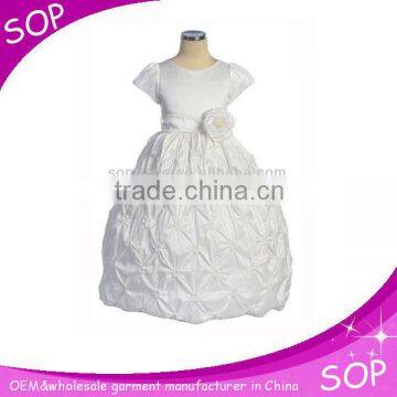 Gathered Elastic Short Sleeve Taffeta Dress