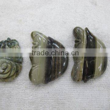 Zebra jasper profile face carving flower carving birds butterfly carving and other theme animal carving pendant charm