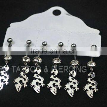 body piercing jewelry bananabell with stones navel bell with charm