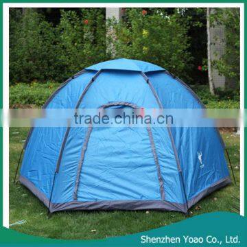 Four Person Camping Folding Hexagonal Tent Blue