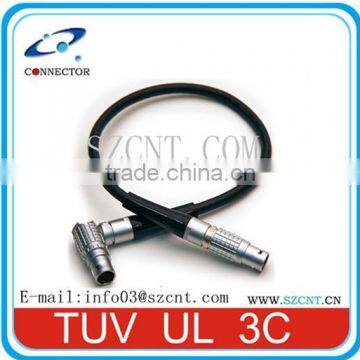 Metal bend 90 degree 7pins connector plug and socket with cable