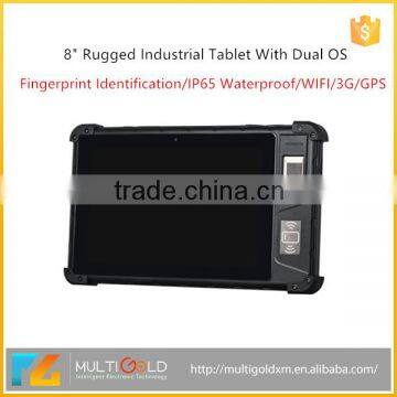 8inch Rugged Industrial Tablet With Dual OS, 8" 10 Point touch Fingerprint Reader IP65 Waterproof WIFI 3G GPS Rugged Tab