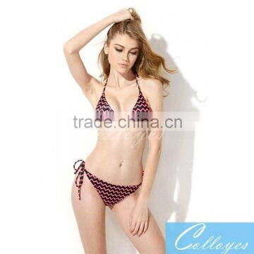 New Sexy Zig Zag Triangle Top Bikini Swimsuit 2016 Colloyes with Classic Cut Bottom