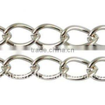 Iron Side Twist Chain, Lead Free & Nickel Free, Platinum Color, Chains: about 7x5x0.9mm(CH-DK0.9-P-FF)