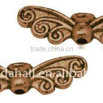 Alloy Beads, Lead Free, Wing, Red Copper Color, Size: about 6x22x4mm, hole: 1mm(PALLOY-B0358-R-LF)