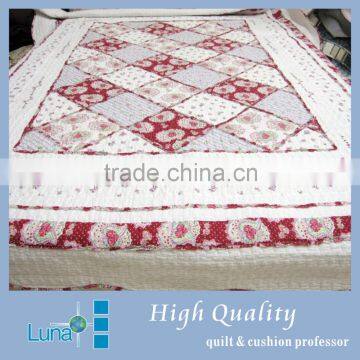 cotton embroidery patchwork design quilted bedspread