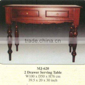 2 Drawer Serving Table Mahogany Indoor Furniture