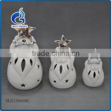 new design ceramic christmas santa claus tealight candle holder