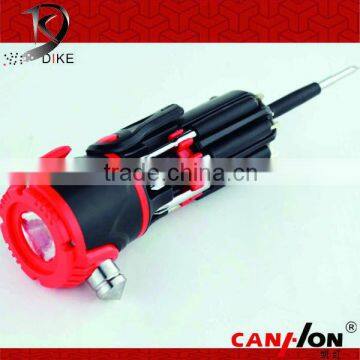 QC-208 Ningbo Dike multi screwdriver with hammer/12 in 1 multi function hammer with powerful torch