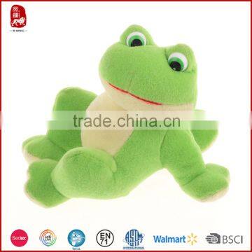 2015 BSCI quality good sale safe material green frog plush toy China factory