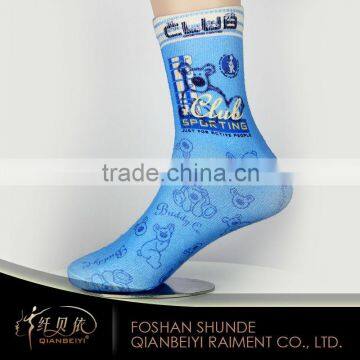 China custom sock manufacturer blue cartoon printed teen socks