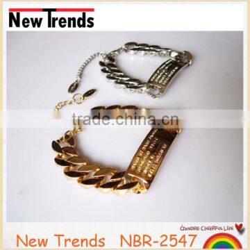 Gold and Silver Plated Alloy Engrave Personalized Bar Bracelet photo-6