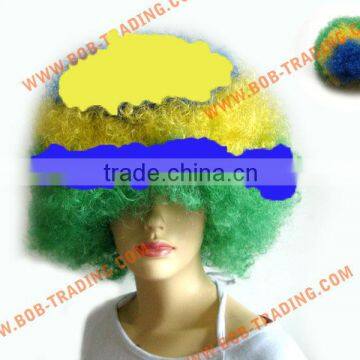 bob trading certificate football fan wig/hair football fan wig yellow