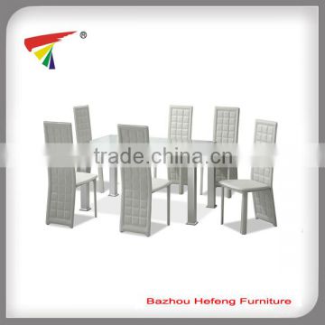 2014 latest modern white leather dining table set