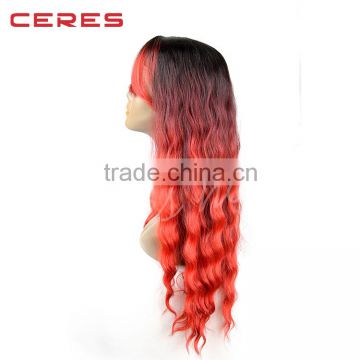 bleached knots ombre red full lace wig, 180% heavy density european hair full lace wig