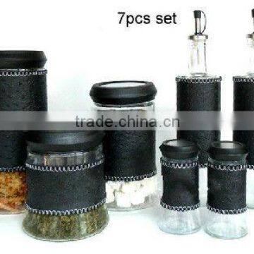 7 SETS GLASS CANISTER