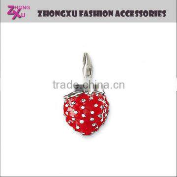 new silver and gold plated DIY custom metal strawberry charms pendant