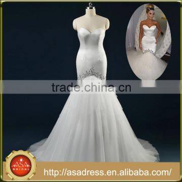 ASAM-05 Real Pictures Sexy Off the Shoulder Sweetheart Beaded Tiered Ruffles Train Mermaid Wedding Dresses                        
                                                Quality Choice