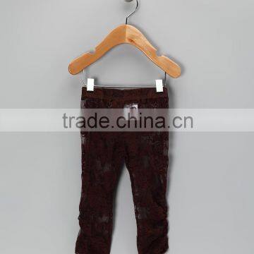 Brown lace wholesale ruffle pants boutique children clothes kids plain legging wholesale girls ruffle leggings