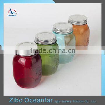 High Quality Square Glass Juice Drinking Jar Colored Mason Jar Without Handle